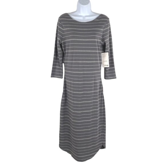 Athleta Comeback Midi Dress Small Striped Pima Cotton Blend NWT DR-1259 - Picture 1 of 10